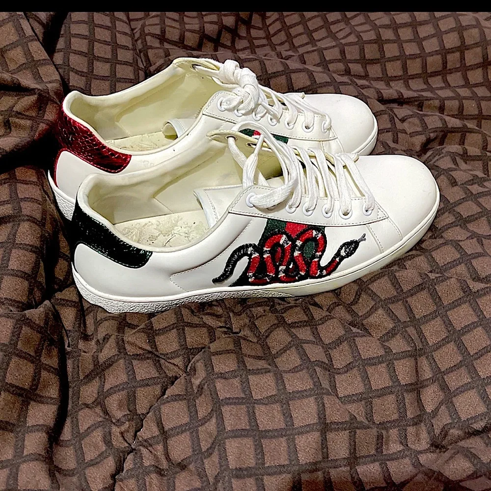 Gucci Men's Ace embroidered "snake" | white |sneaker size 9 - Picture 1 of 12